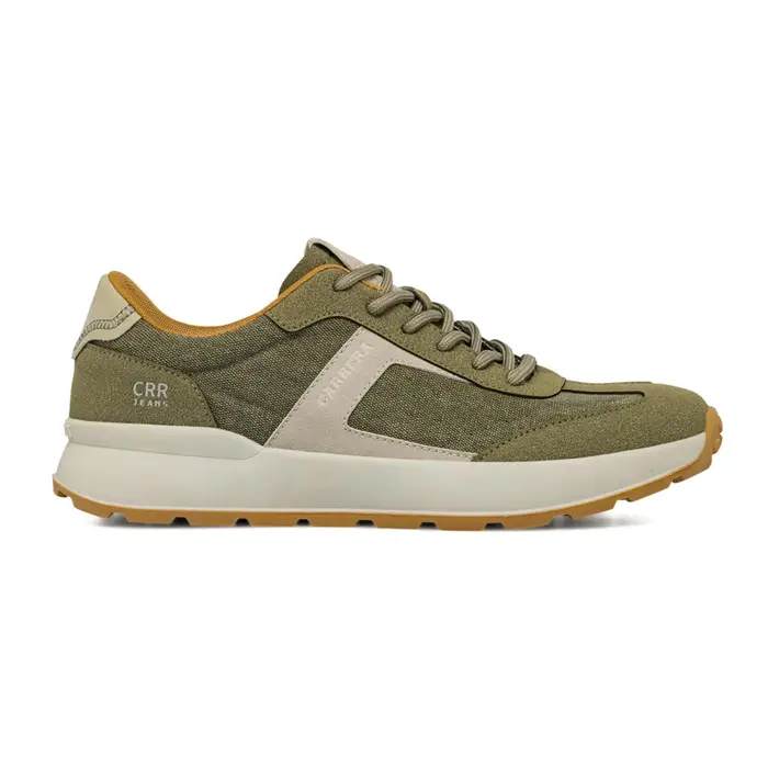 CARRERA Sneakers casual da uomo verde militare effetto scamosciato e tessuto