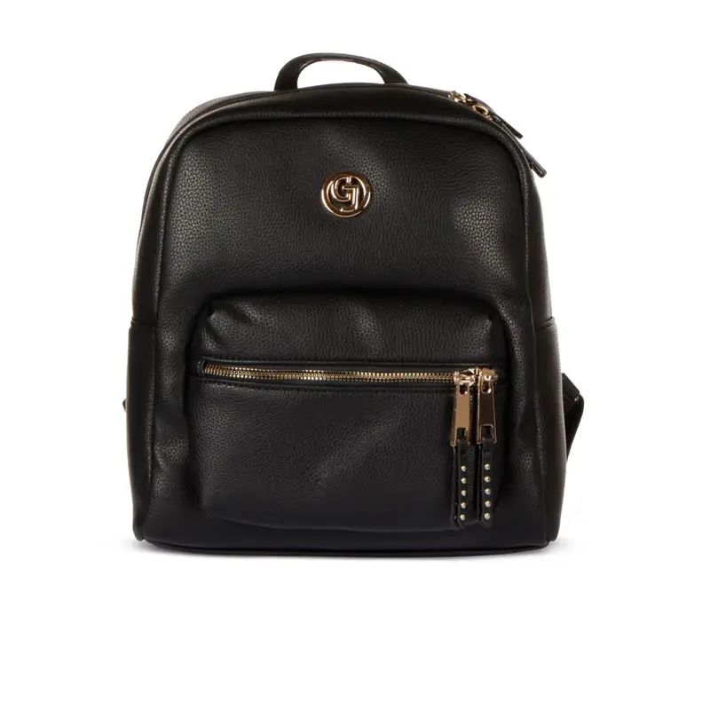 CARRERA Zaino nero da donna con tasca e zip con borchie