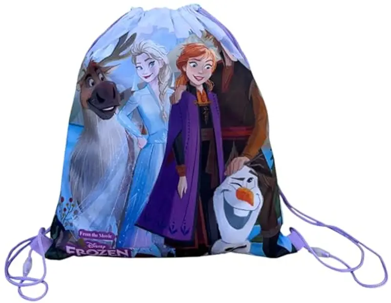 CARTOON Sacca Frozen Disney con spallacci in corda e chiusura a coulisse borsa 40 x 35 cm accessorio per bambini