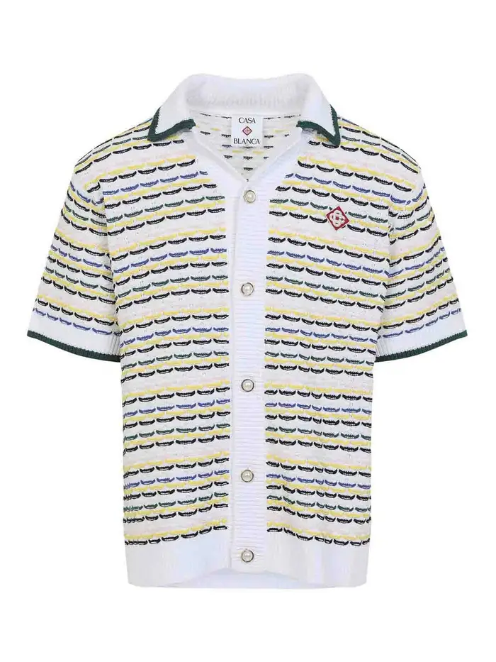 Camicia con punto infilato Multicolore