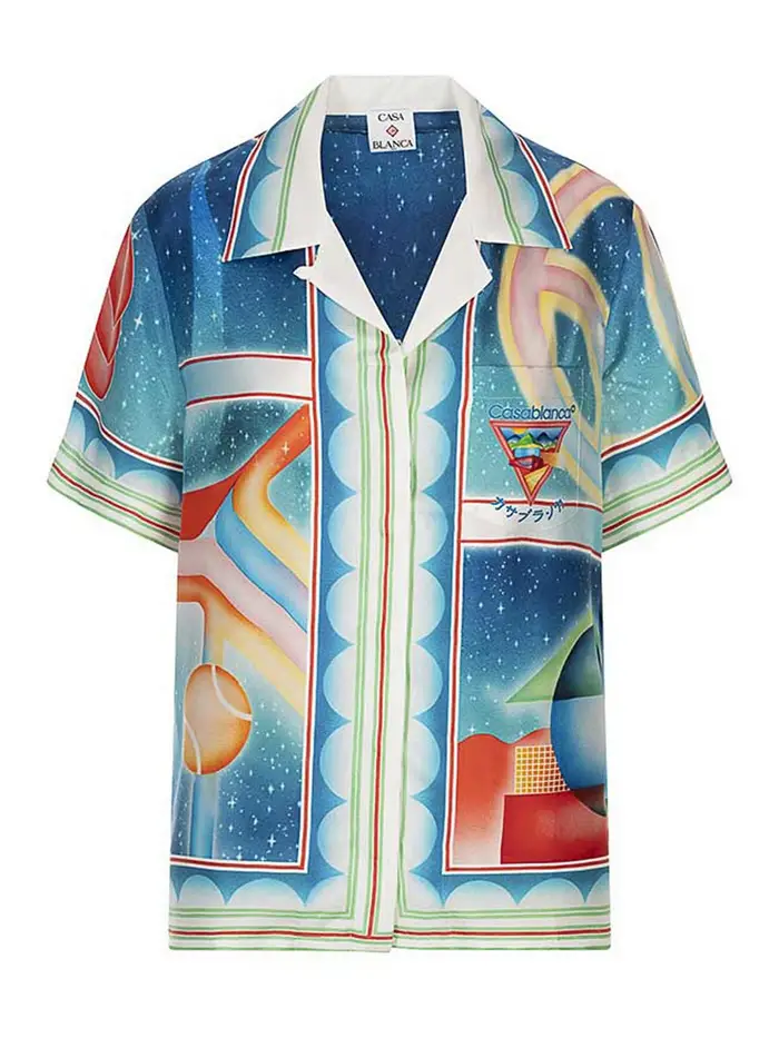 Casablanca Camicia in seta stampata a maniche corte Multicolore
