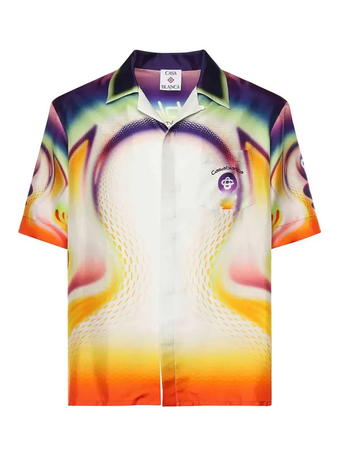 Casablanca Camicia in seta stampata Rosso