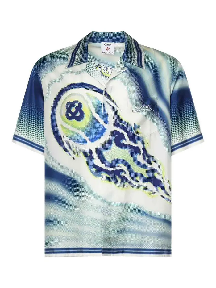 Casablanca L Arte Del Servire Camicia Di Seta Blu