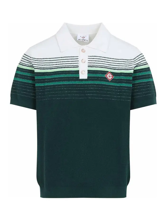 Polo in maglia a righe bouclÃ© Verde