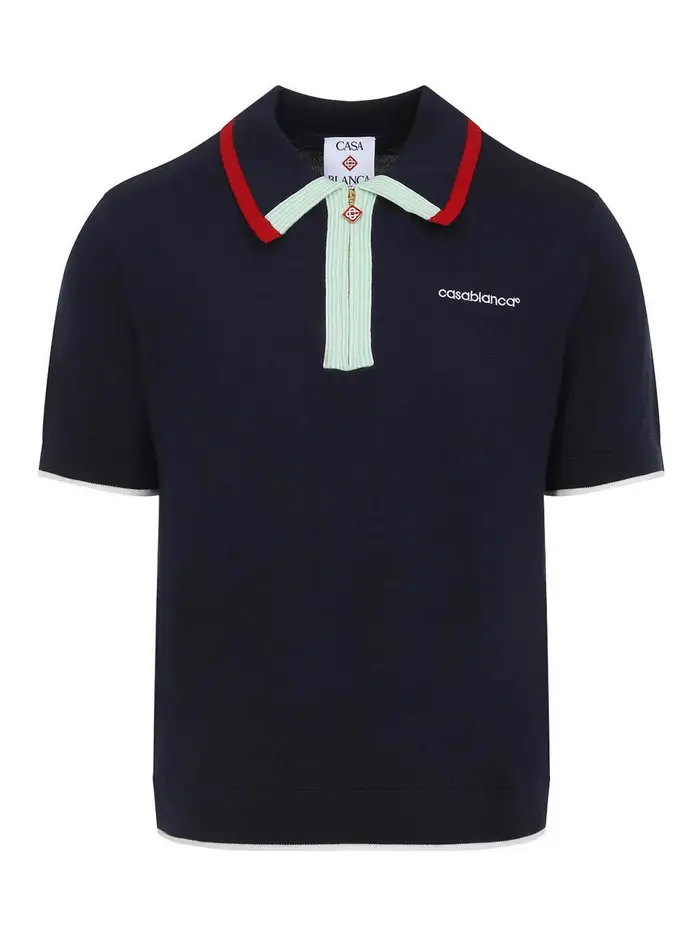 Polo sportiva lavorata a maglia Blu scuro