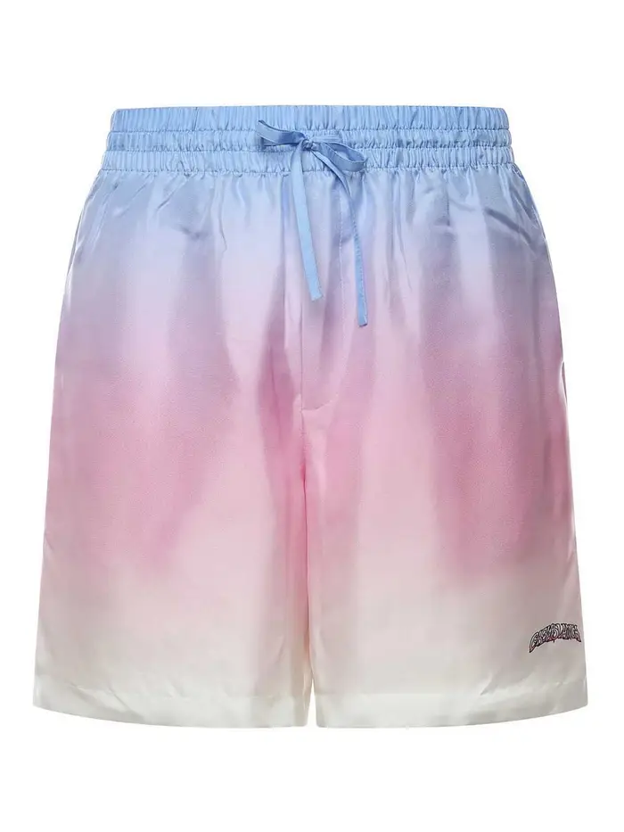 Casablanca Shorts In Seta Con Logo Multicolore