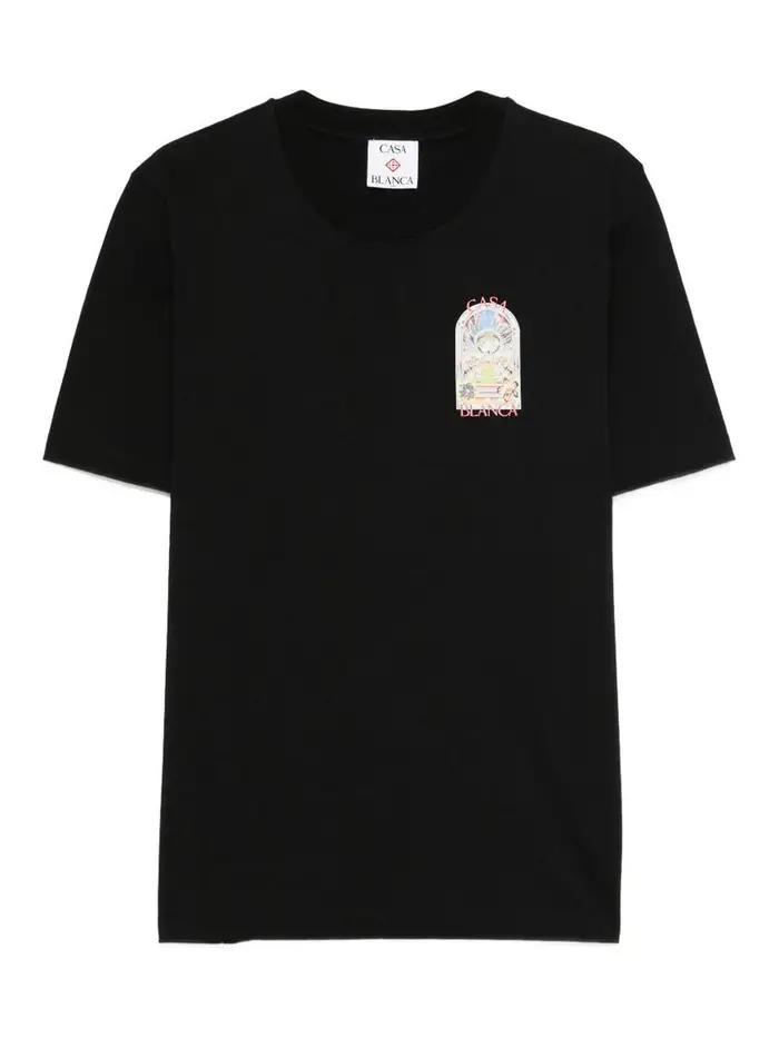 Casablanca T-shirt con stampa grafica in cotone nero