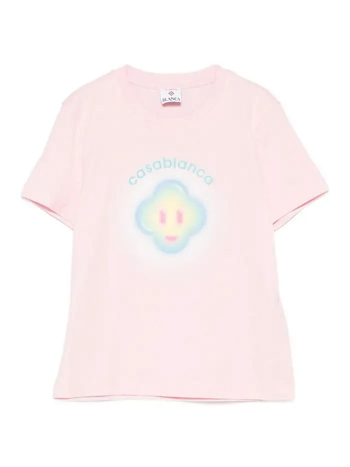 Casablanca T-shirt con stampa logo in cotone rosa Color Carne E Neutri