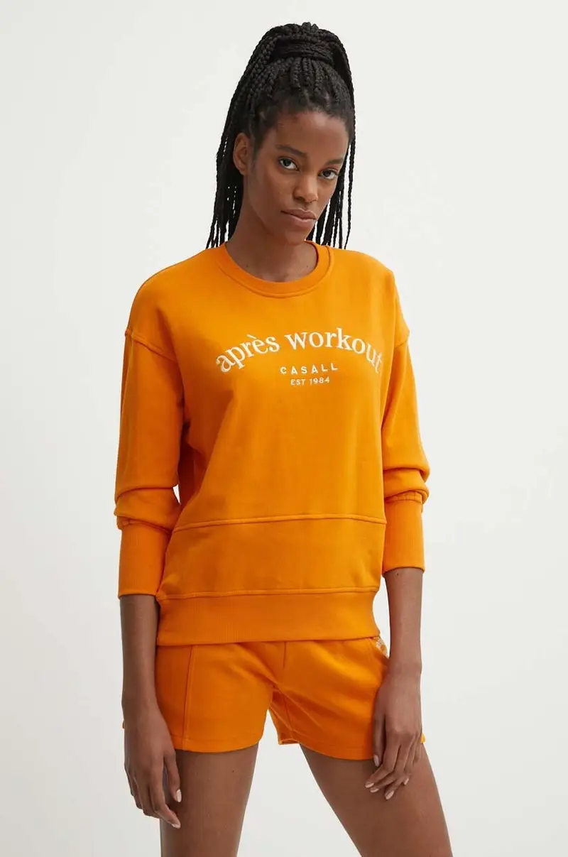 CASALL felpa in cotone donna colore arancione con applicazione