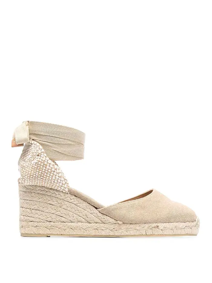 Castaner Sandali Carina beige con zeppa e cinturino