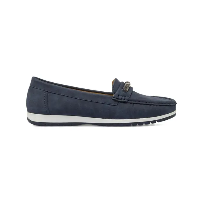 CASUAL COMFORT Mocassini blu comfort da donna con morsetto con strass