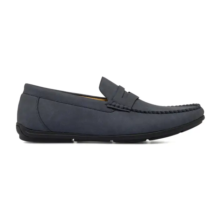 CASUAL COMFORT Mocassini comfort blu da uomo effetto scamosciato