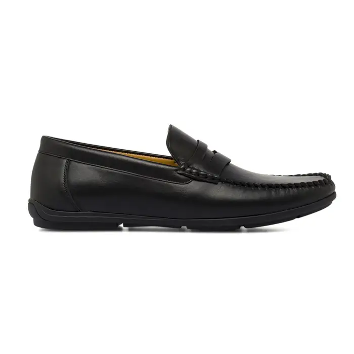 CASUAL COMFORT Mocassini comfort neri da uomo con dettaglio intrecciato