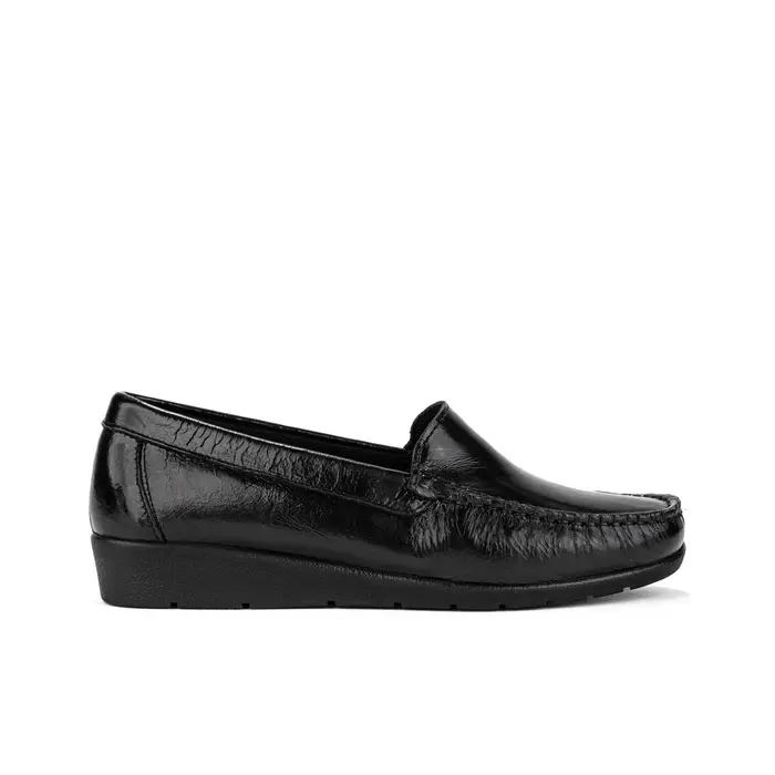 CASUAL COMFORT Mocassini comfort neri lucidi in pelle con cuciture