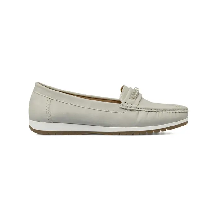 CASUAL COMFORT Mocassini grigi comfort da donna con morsetto con strass