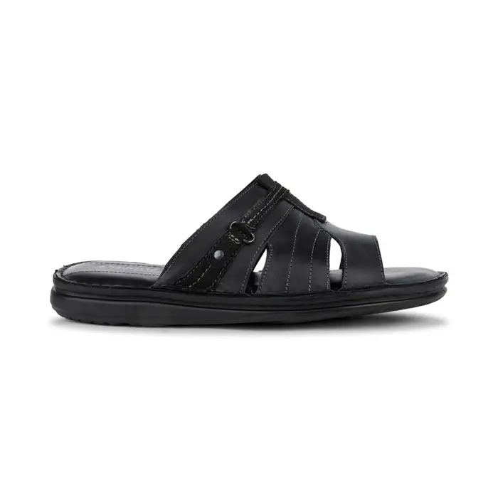 CASUAL COMFORT Sandali comfort a fascia da uomo neri in pelle con cuciture