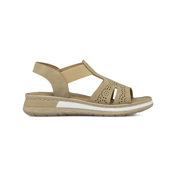 CASUAL COMFORT Sandali comfort beige da donna con motivi traforati e cinturino elastico