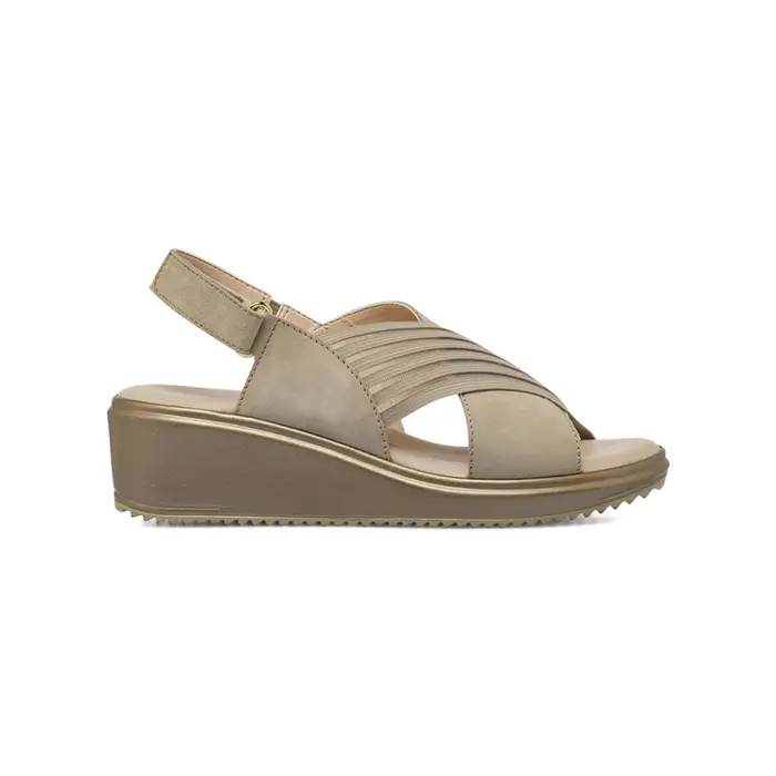 CASUAL COMFORT Sandali comfort beige da donna in pelle con zeppa
