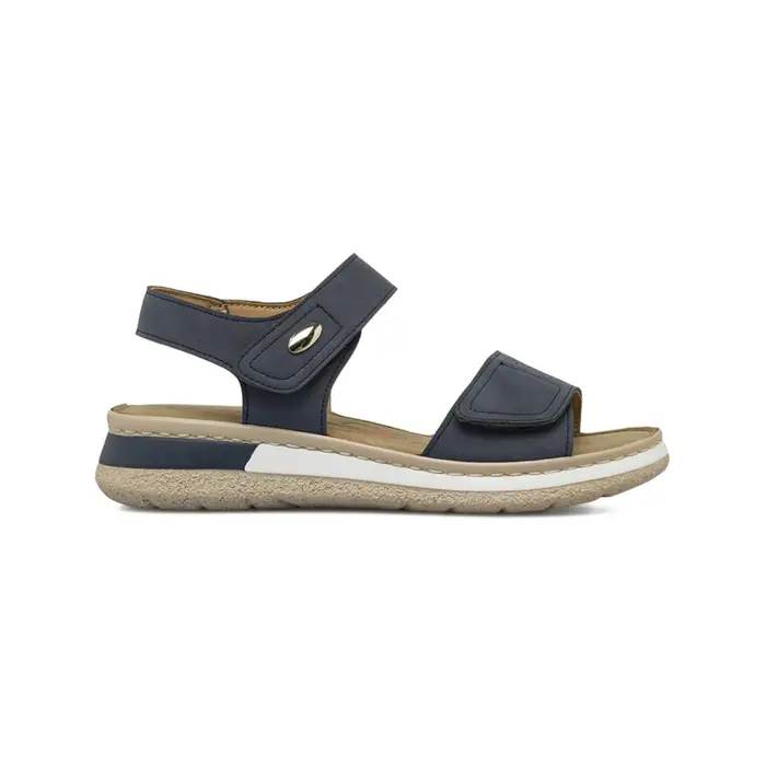 CASUAL COMFORT Sandali comfort blu da donna con chiusura a strappo e zeppa