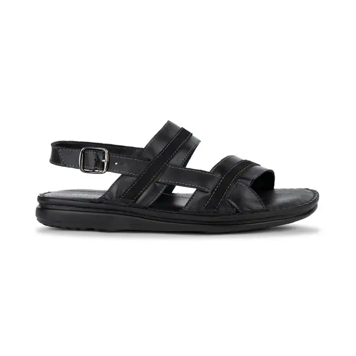 CASUAL COMFORT Sandali comfort da uomo neri in pelle con fasce e effetto scamosciato