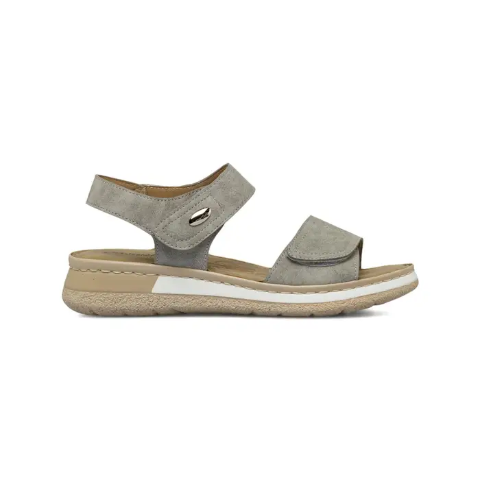 CASUAL COMFORT Sandali comfort grigi da donna effetto scamosciato con zeppa