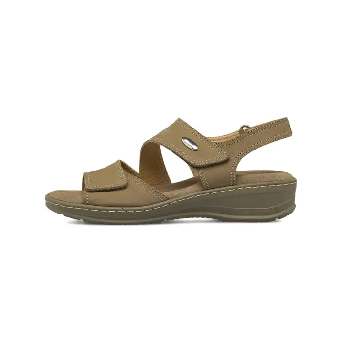 CASUAL COMFORT Sandali comfort in pelle beige da donna con zeppa bassa