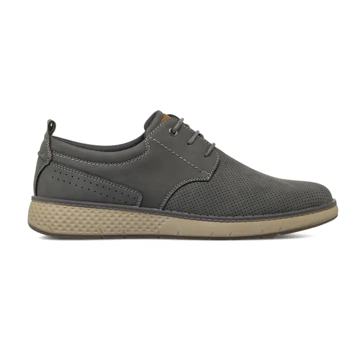 CASUAL COMFORT Scarpe stringate comfort grigie da uomo effetto scamosciato microforato
