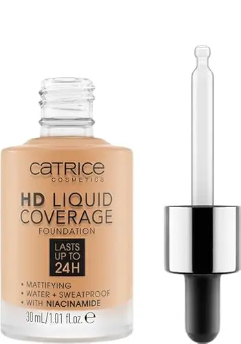CATRICE Fondotinta HD Liquid Coverage, n. 034, Nude, a lunga durata, opacizzante, opaca, per pelle impura, vegana