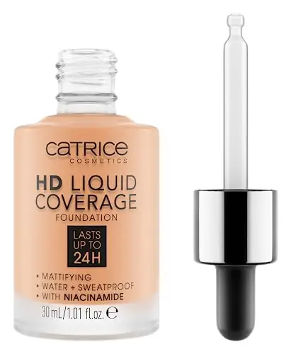 CATRICE Fondotinta HD Liquid Coverage, n. 038, Nude, a lunga durata, opacizzante, opaca, per pelle impura, vegana