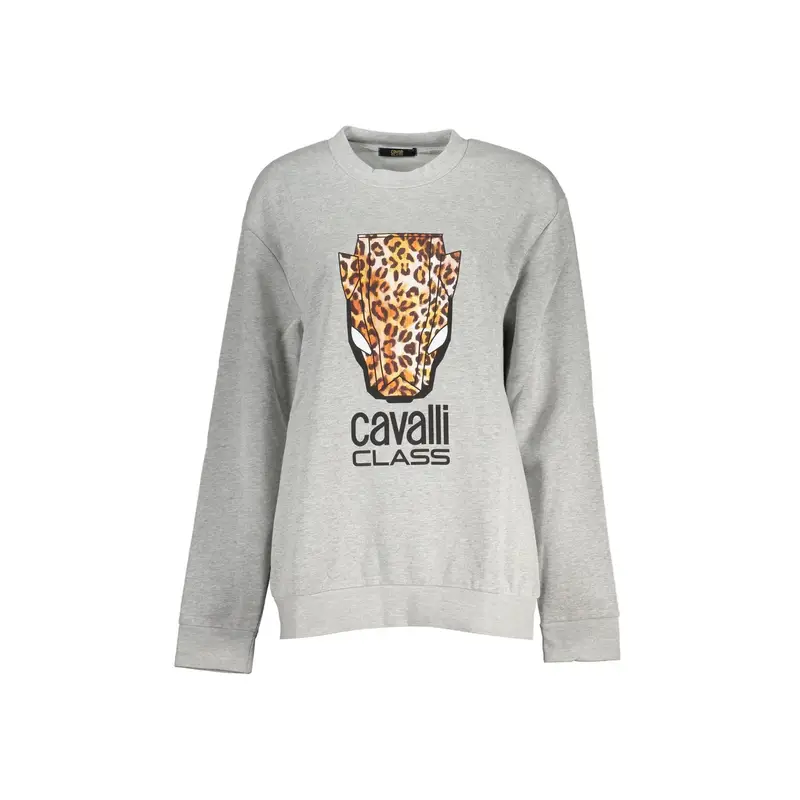 Cavalli Class Felpa Donna Grigia Girocollo con Logo Grigio