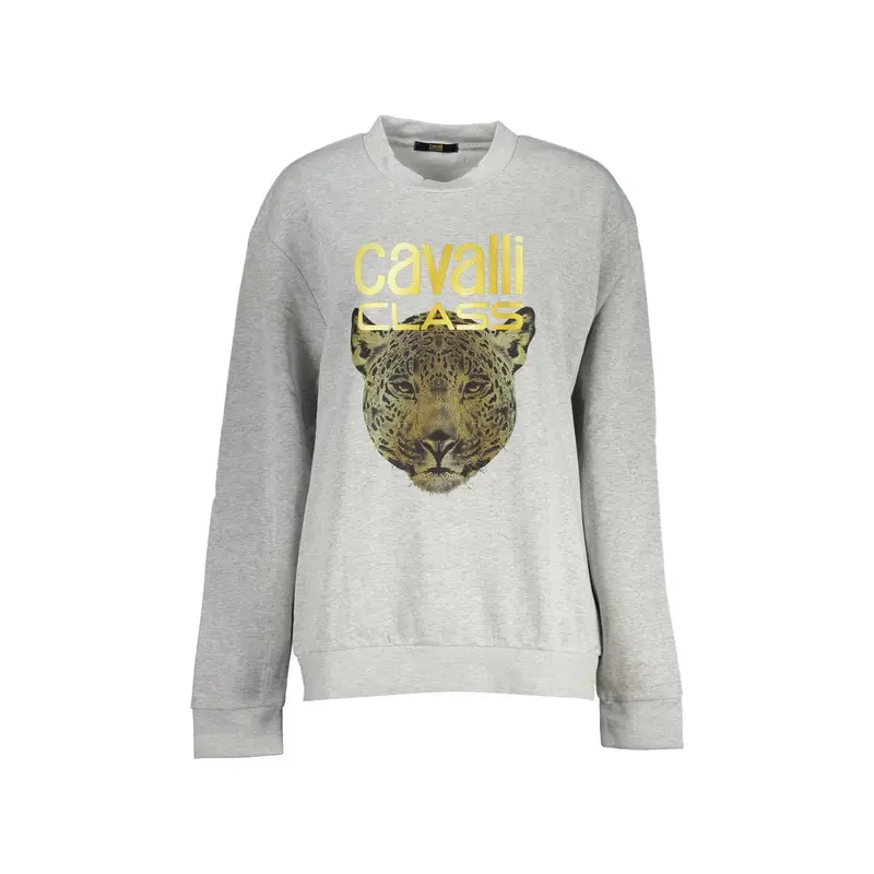 Cavalli Class Felpa Donna Grigia Girocollo con Logo Grigio