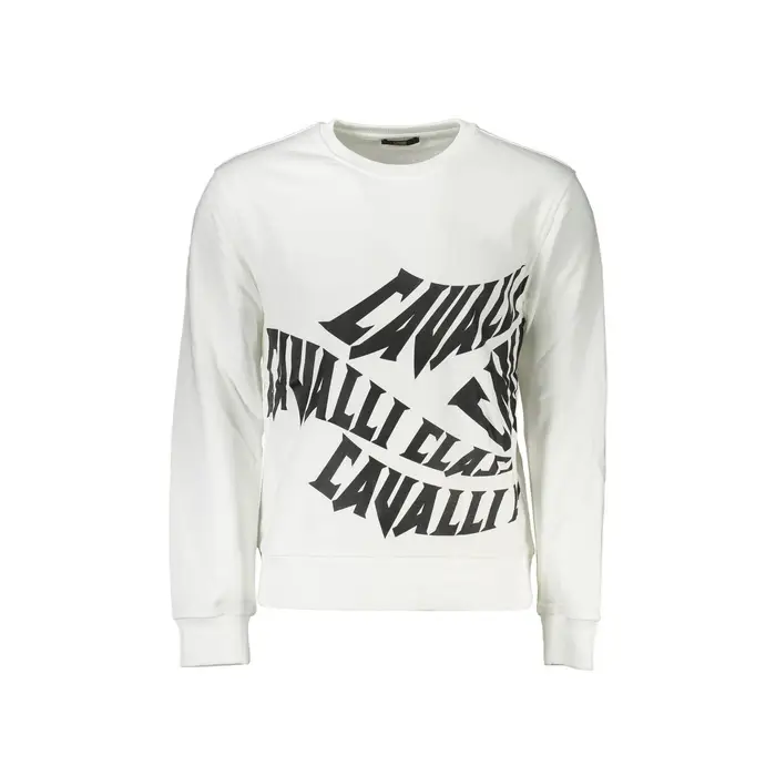 Cavalli Class Felpa Maniche Lunghe Uomo Bianca con Stampa