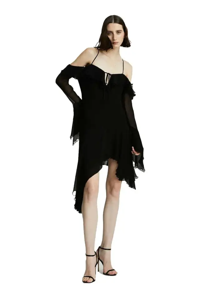 CAELESTE Abito nero in crepè georgette semitraspatente