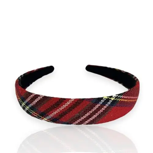 Bottega della Principessa Cerchietto per Capelli Bambina in Tartan Scozzese Rosso