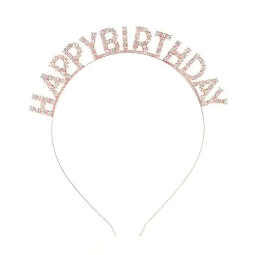 Yunmoxiao Cerchietto per capelli con scritta "Happy Birthday", diadema con strass scintillanti, per donne, ragazze, accessori per