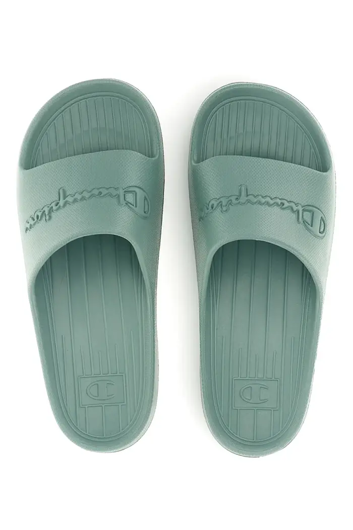 Ciabatte verde acqua con fascia logata Champion Cabana Box Slide [VERDE]
