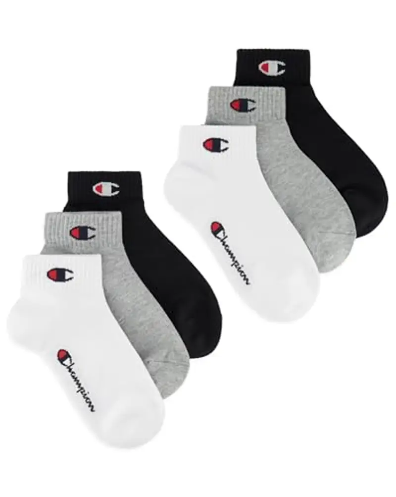 Champion Core Socks Junior 6PP Quarter, Grigio (Melange Chiaro), 27-30 EU (9-11.5 Kids UK) Unisex - Bambini e ragazzi