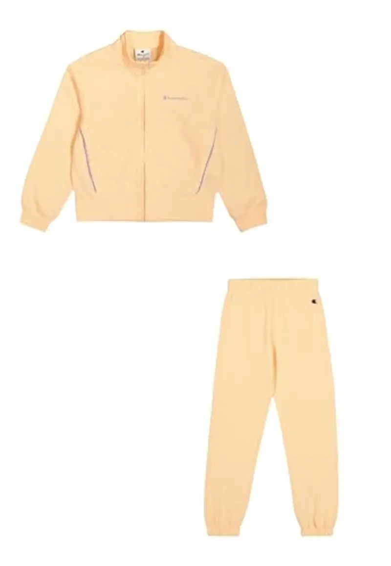 Champion Legacy Girl-Full Zip Sweatsuit Elastic Cuff Tuta da Allenamento, Pink (PS196), 5-6 Years Bambine e Ragazze