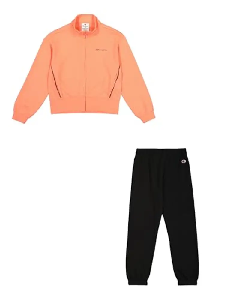 Champion Legacy Girl-Full Zip Sweatsuit Elastic Cuff Tuta da Allenamento, Pink (PS202), 9-10 Anni Bambine e Ragazze