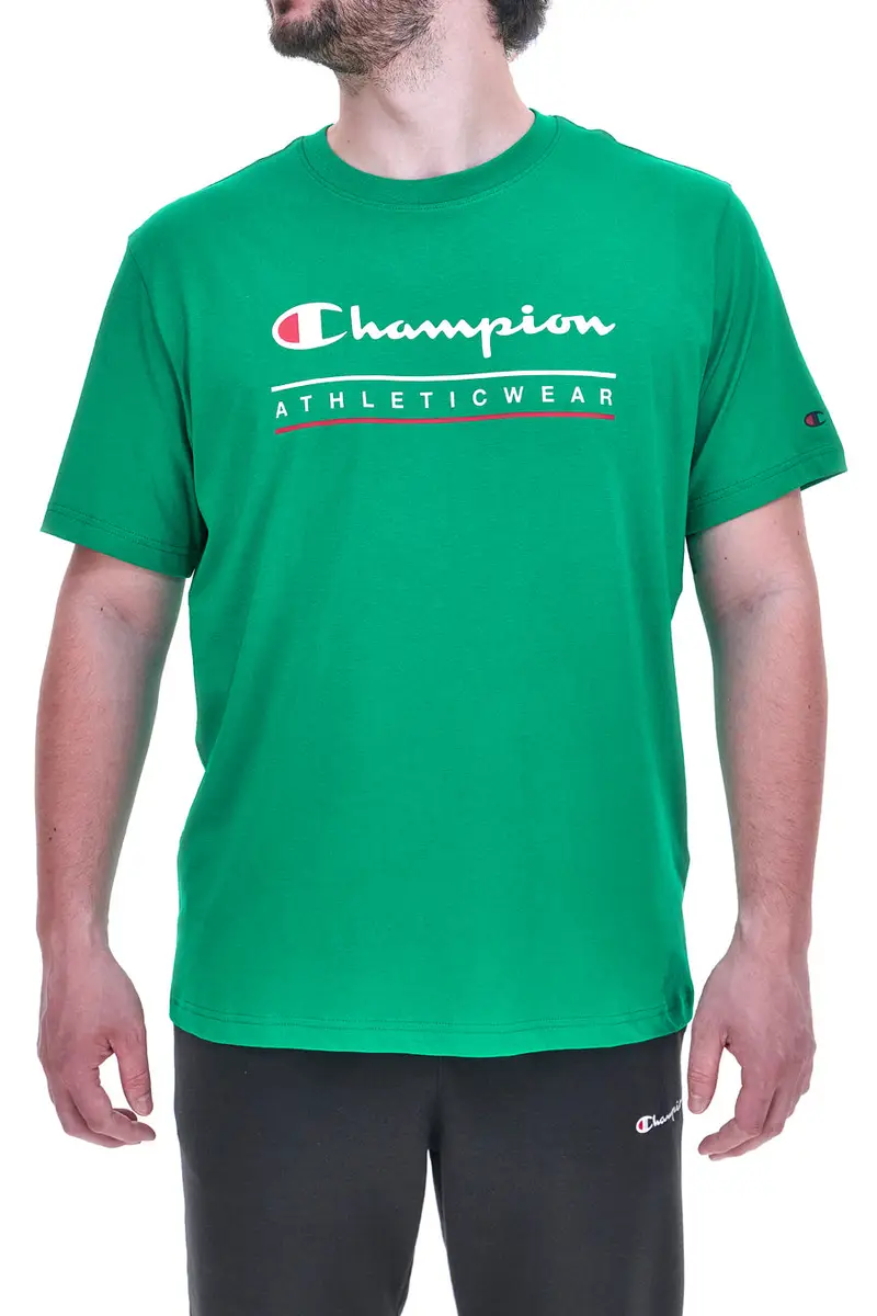 CHAMPION Maglietta a Maniche Corte Verde Con Logo sul petto 220772 [VERDE]