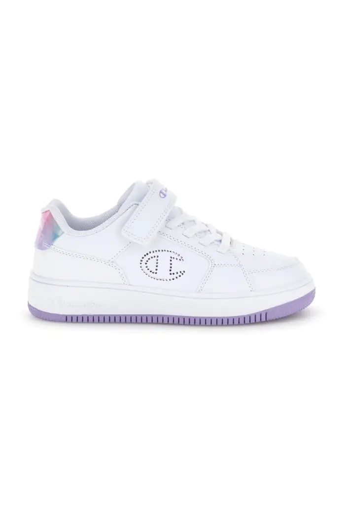Sneakers bianche e lilla con logo strass Champion RD18 Lenticular G PS [LAVANDA]
