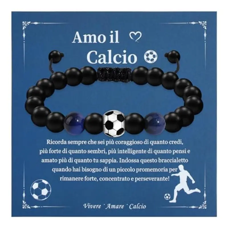Cheerslife Regali Ragazzi Bracciale Ragazzi Uomo Braccialetto di Calcio per Ragazzo Bracciale Compleanno Natale Regalo per Figlio Fratelli