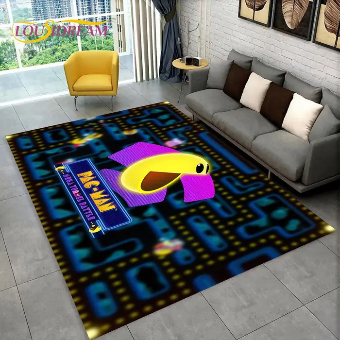 Pacman Retro Classics Game Gamer Area Rug, Tappeto per la casa Soggiorno Bambini Camera da letto Divano Decor zerbino, Tappetino antiscivolo 60cm x 90cm miniatura 3