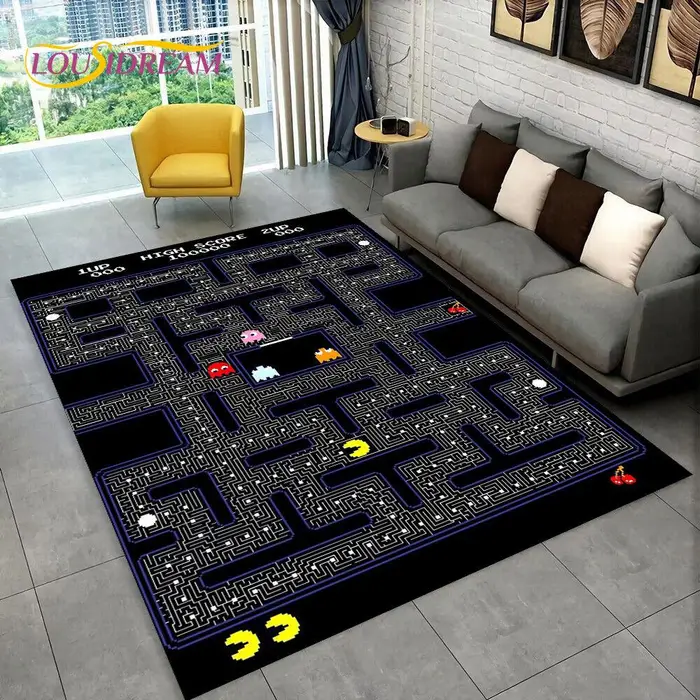 Pacman Retro Classics Game Gamer Area Rug, Tappeto per la casa Soggiorno Bambini Camera da letto Divano Decor zerbino, Tappetino antiscivolo 60cm x 90cm miniatura 4