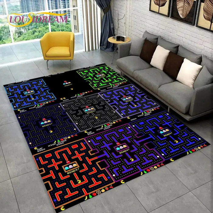 Pacman Retro Classics Game Gamer Area Rug, Tappeto per la casa Soggiorno Bambini Camera da letto Divano Decor zerbino, Tappetino antiscivolo 60cm x 90cm miniatura 5