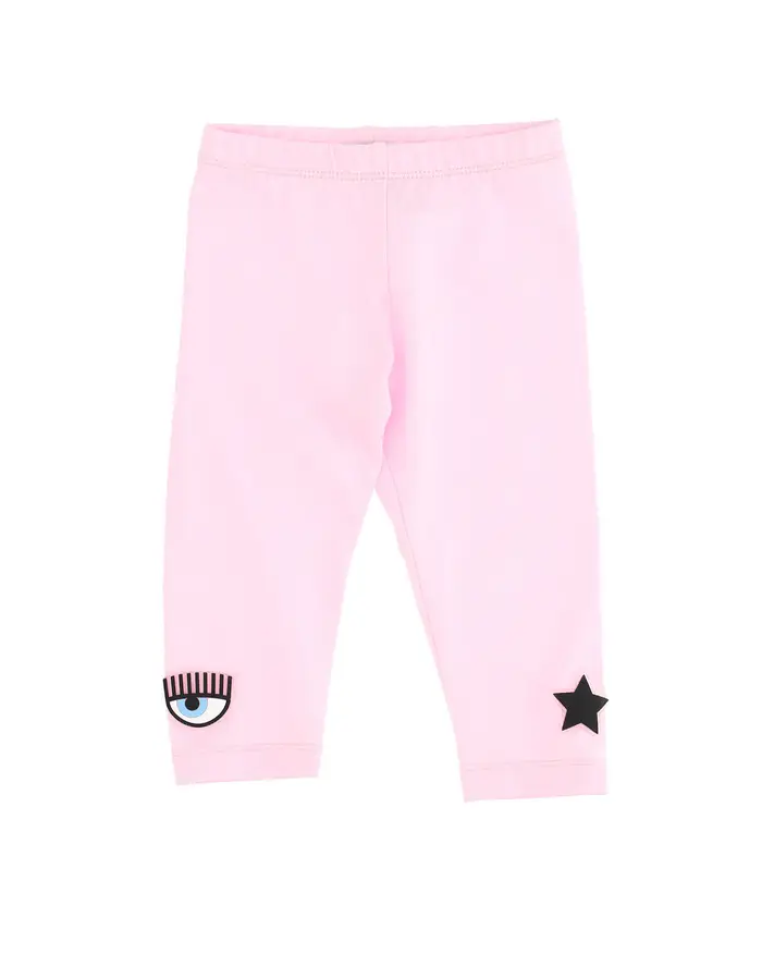 Chiara Ferragni Leggins rosa con loghi eyestar applicati sul fondo 12-24 mesi