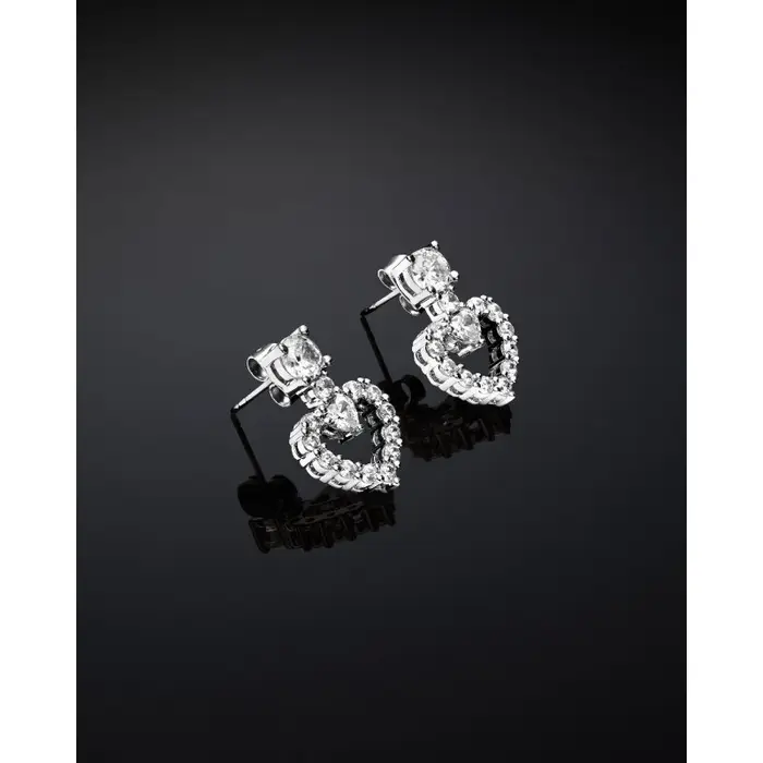 CHIARA FERRAGNI Orecchini Pendenti Con Cuore Della Collezione Infinity Love Diamond Heart Da Donna Placcati Rodio
