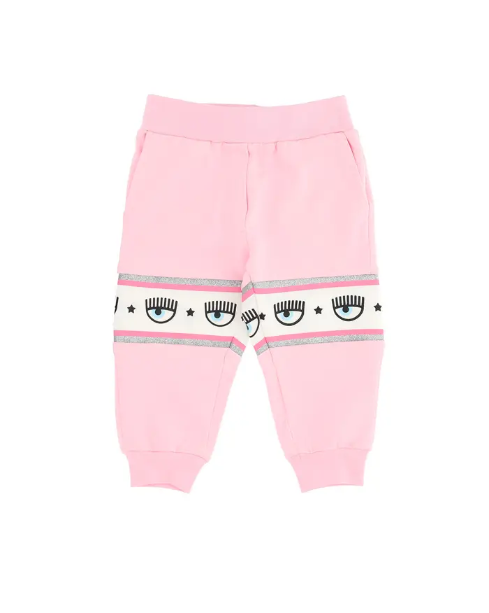 Chiara Ferragni Pantaloni rosa in felpa con fascia porta logo eyestar 12-18 mesi
