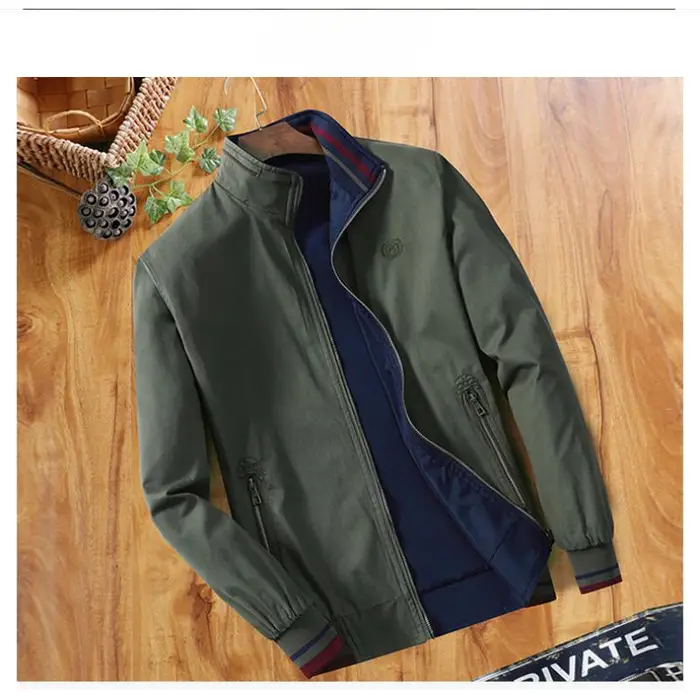 Giacca nuova in cotone double-face per primavera e autunno, collo alto, da uomo su entrambi i lati 4XL