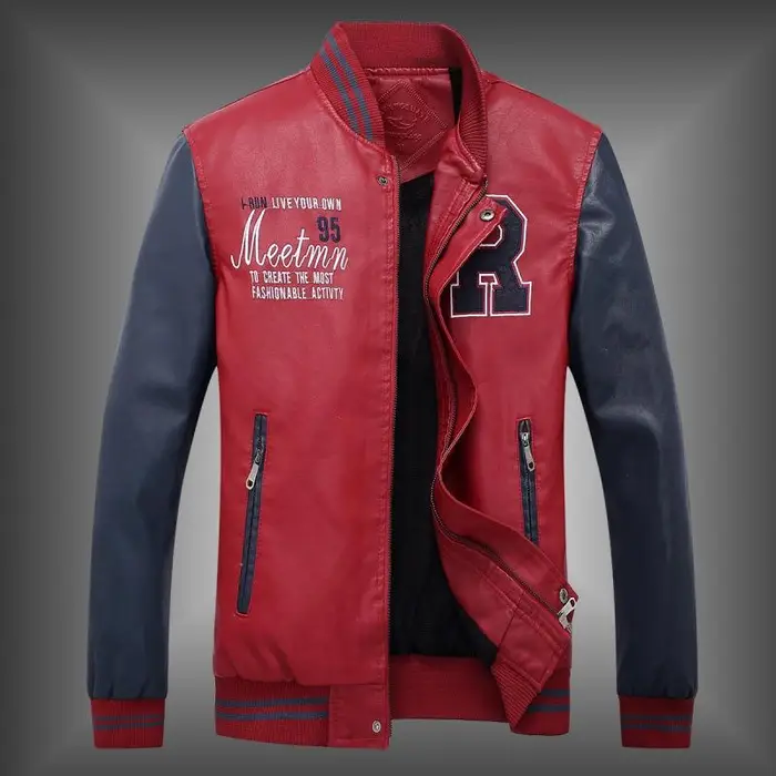 Maglia da baseball, Ricamo alla moda, Giacca da uomo in pelle PU lavata nuova XXXXL